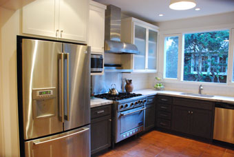 View of kitchen for the Palo Alto residence project by KG Bell